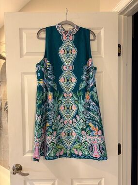 Lilly Pulitzer Teal Multicolor Floral Sleeveless Dress